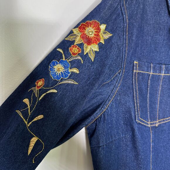 ORIGINAL ANTTHONY Jacket Womens L Dark Denim Western Floral Embroidery Vintage - Picture 2 of 11